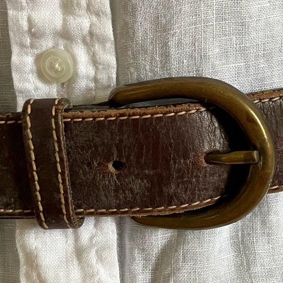 J Crew Native American Beaded Leather Belt Brass Buckle Blue Red Yellow Beads - Picture 8 of 12